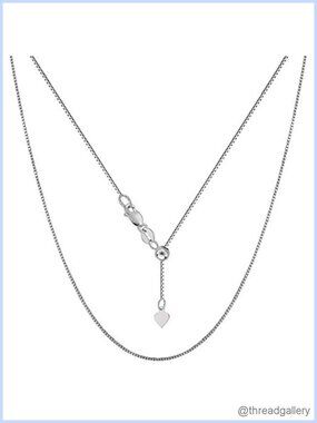 925 Sterling Silver Box Chain Necklace 0.8mm Adjustable Bolo 14-24"